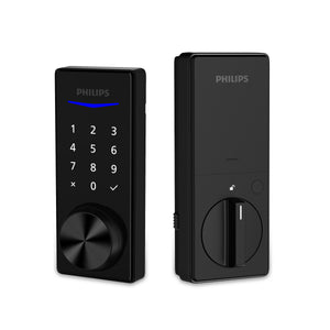 Philips 800 Series Z-Wave Long Range Door Lock DDL240X-15HZW Front and back semiprofile view