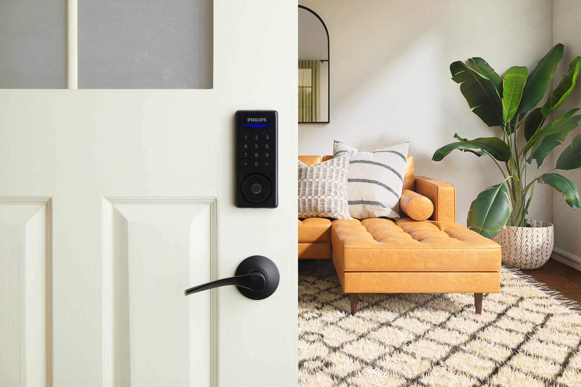 Philips 800 Series Z-Wave Long Range Doorlock DDL240X-15HZW Installed on a door