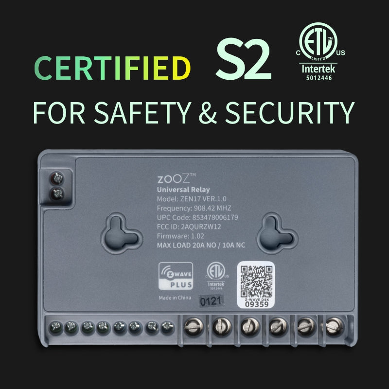 Zooz Z-Wave Plus 700 Series Universal Relay ZEN17 with 2 NO & NC Relays (20A, 10A) S2 Z-Wave Plus and ETL Certifications