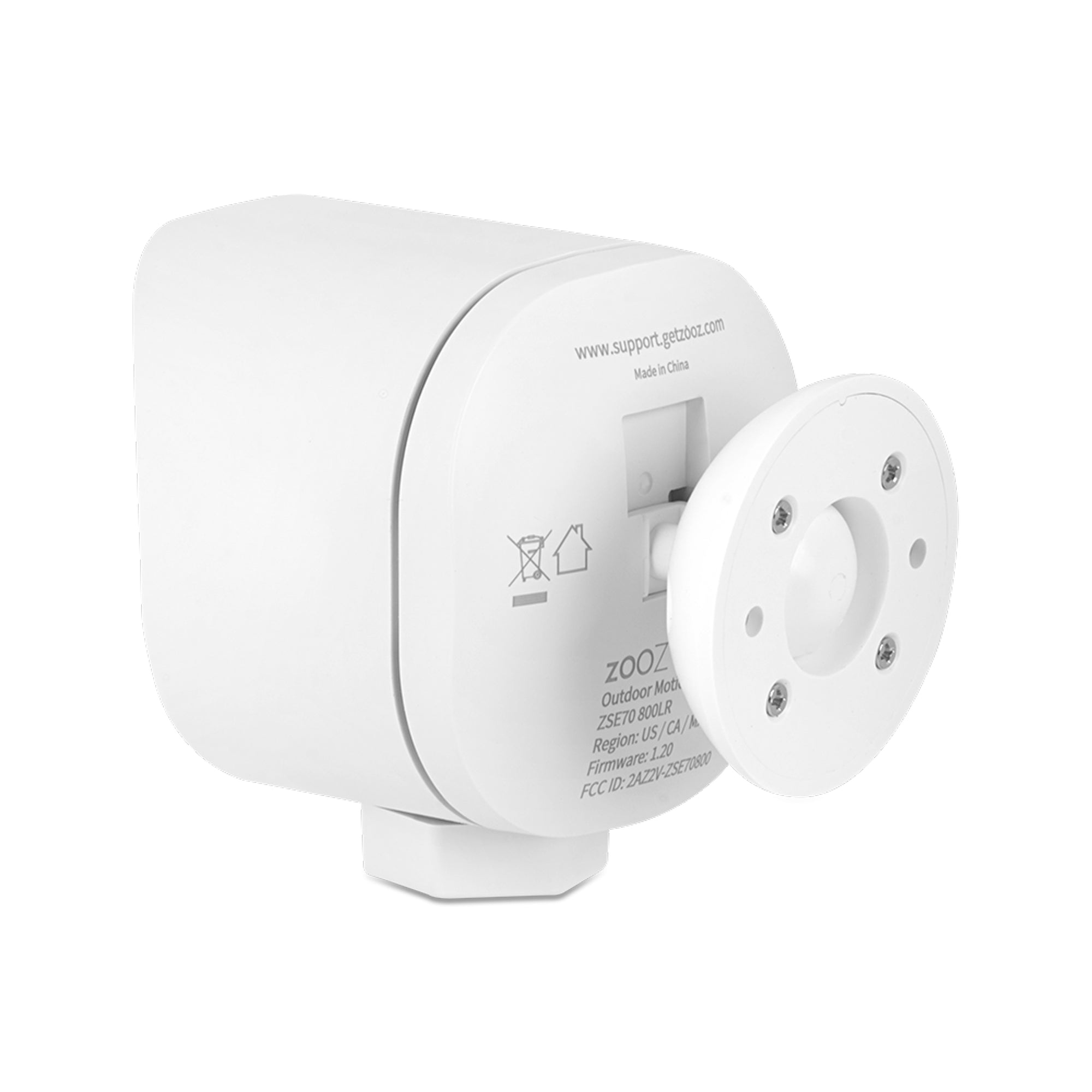 Zooz 800 Series Z-Wave Long Range Outdoor Motion Sensor ZSE70 800LR | Motion, Temp, Lux Back View