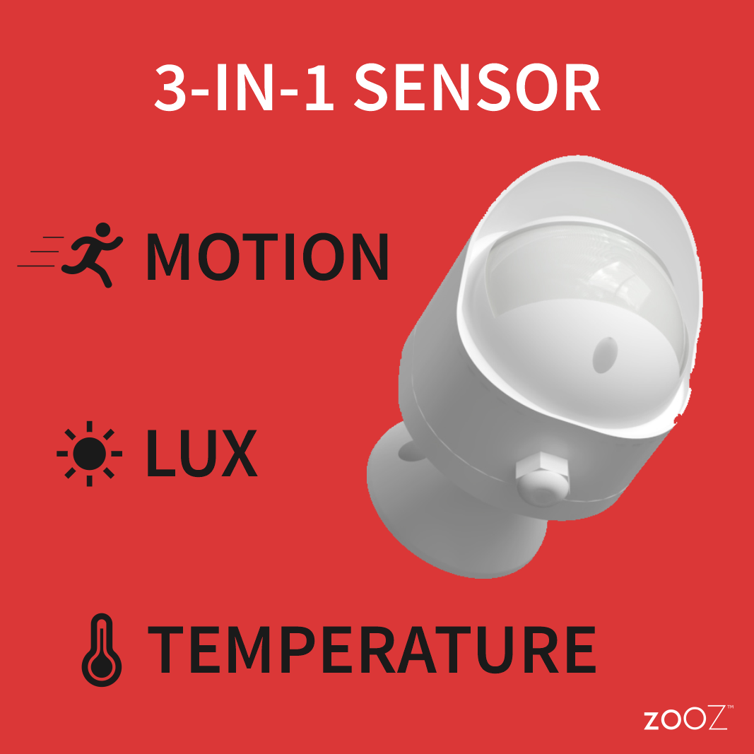 Zooz 800 Series Z-Wave Long Range Outdoor Motion Sensor ZSE70 800LR | Motion, Temp, Lux 3-in-1 functionality