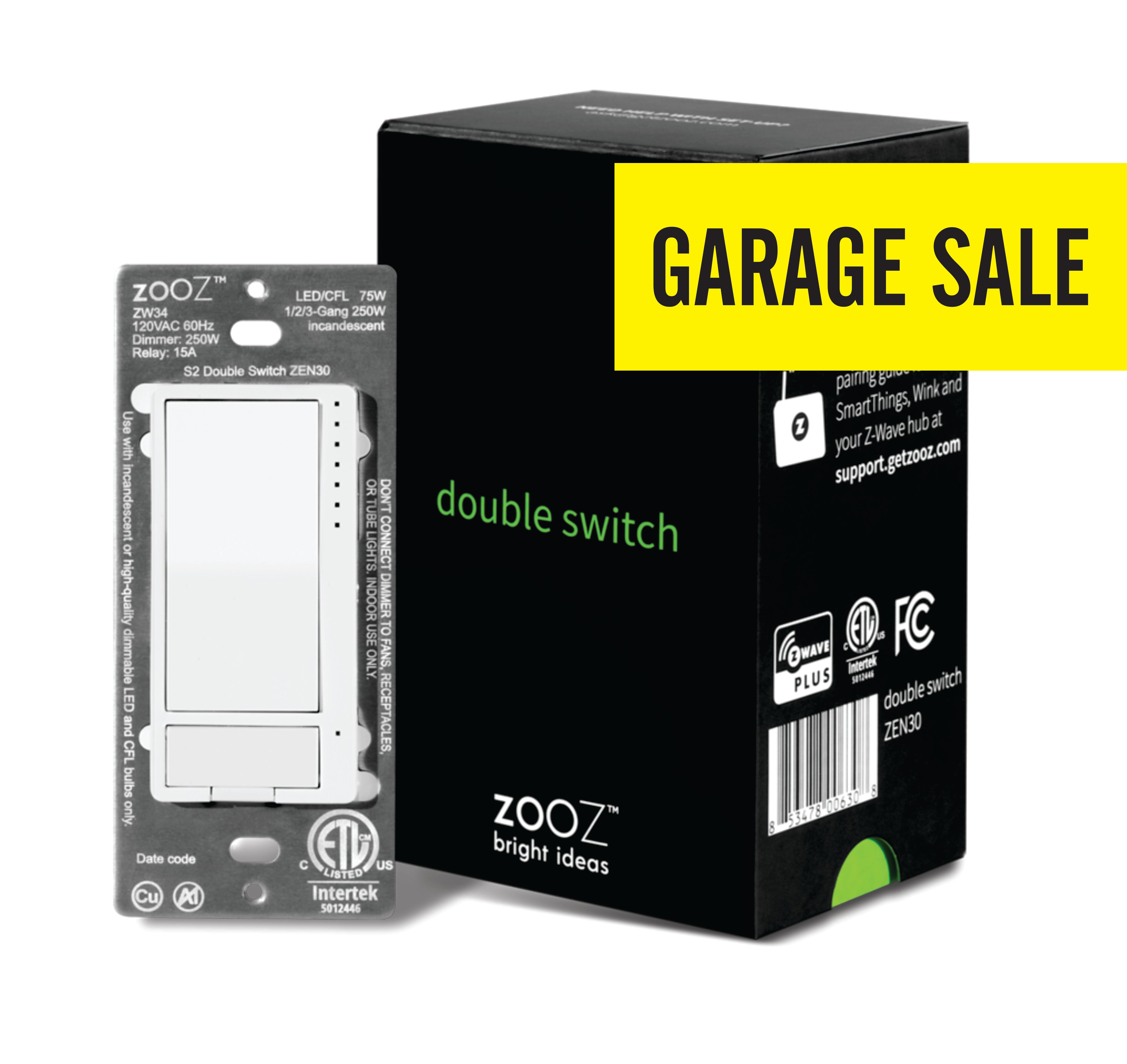 Zooz Z-Wave Plus 700 Series Double Switch ZEN30 VER. 3.0 for Light & Fan  Combo (Garage Sale)