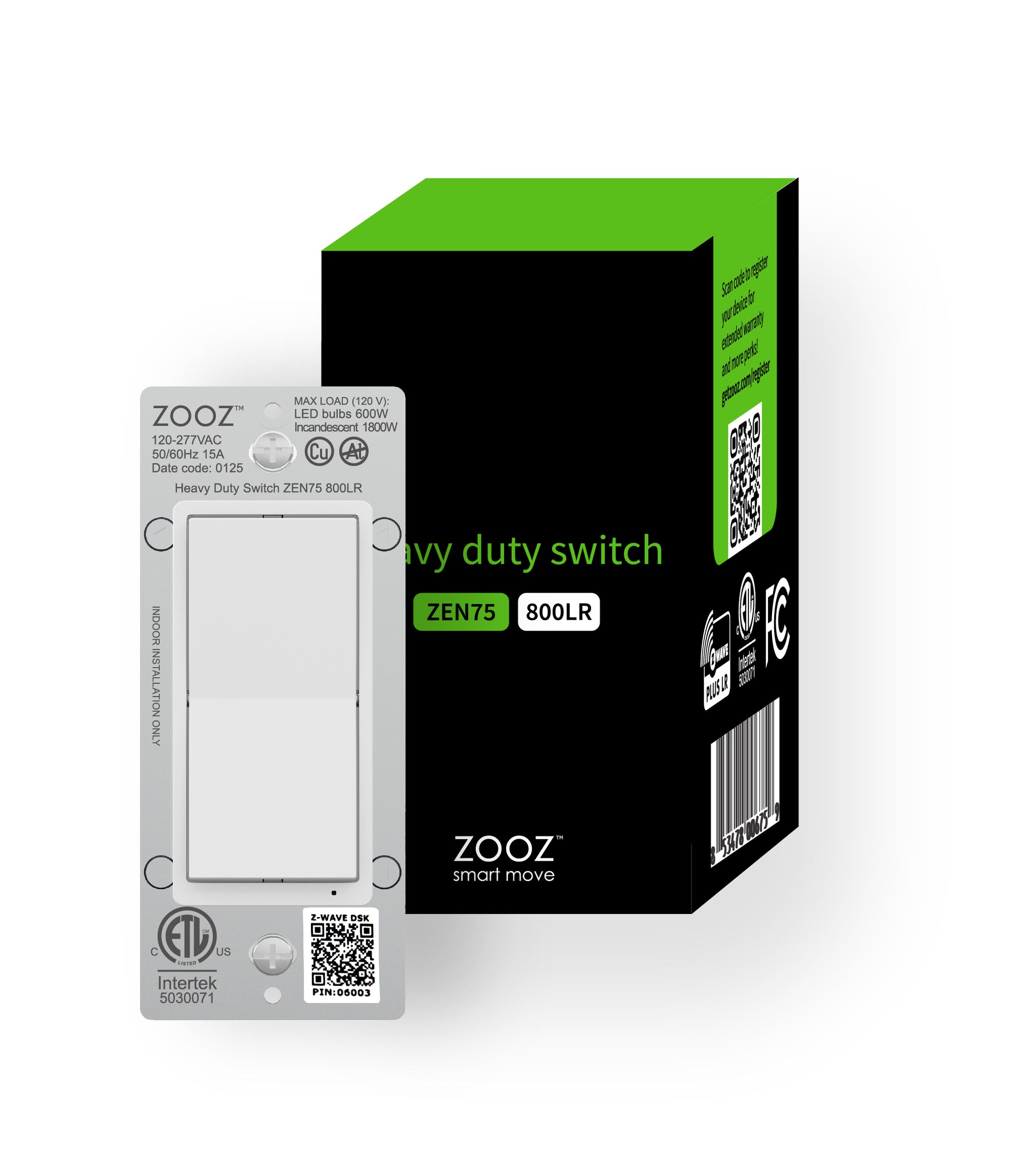 Zooz 800 Series Z-Wave Long Range Heavy Duty Light Switch ZEN75 800LR Packshot